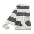 Lr Home LR Home THROW80179BWT4250 Bold Stripe Tasseled Rectangle Throw Blanket; Charcoal & Ivory THROW80179BWT4250